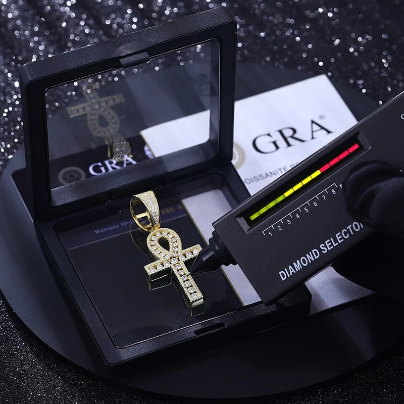 925S Silver Moissanite VVS Diamond Ankh