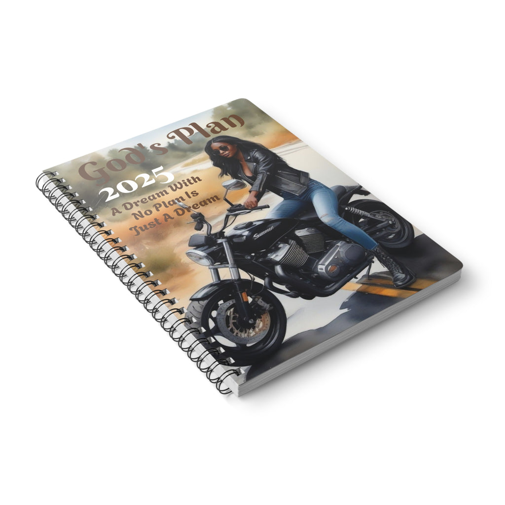 God's Plan Motorcycle Wirobound Notebook - A5 Journal for Adventurers