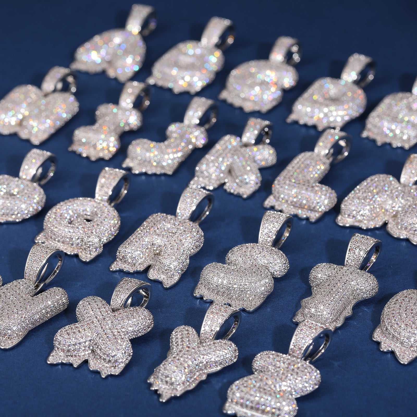 925S Sterling Silver Moissanite Diamond Iced Out Pendant Only.