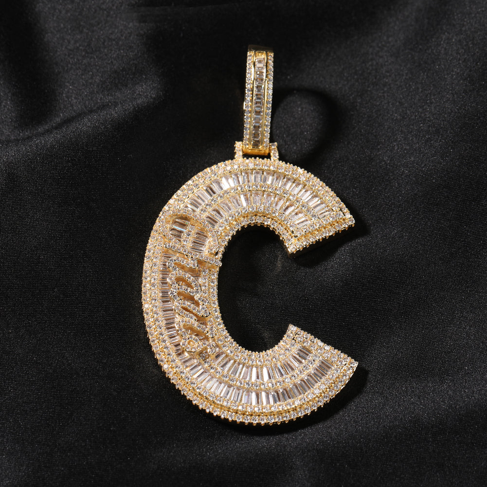 BIG Baguette Letter and Custom Cursive Name