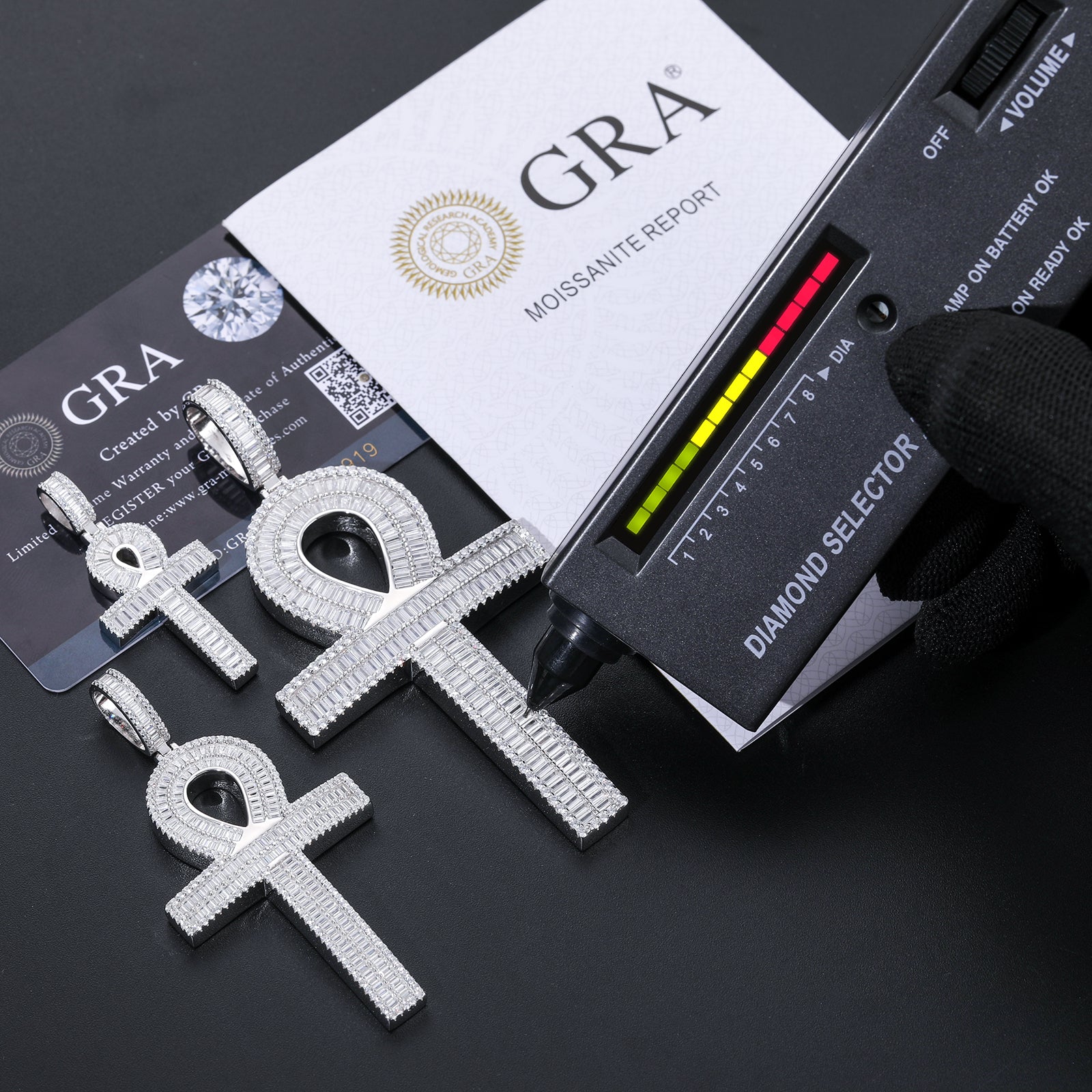 925S Silver Moissanite VVS Diamond Ankh