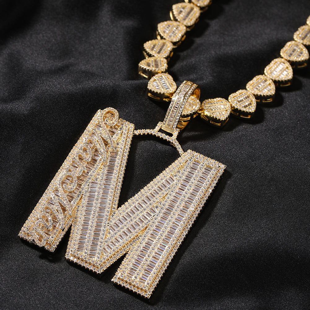 BIG Baguette Letter and Custom Cursive Name