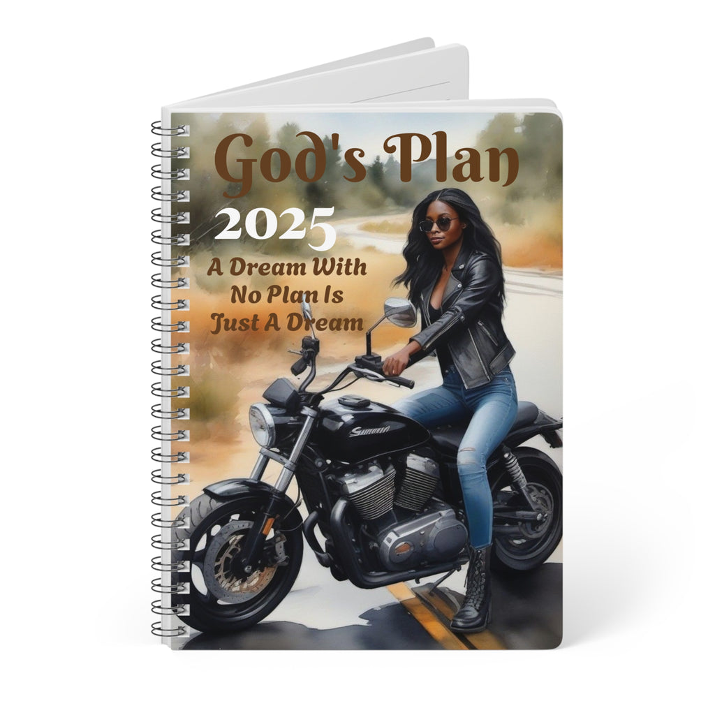 God's Plan Motorcycle Wirobound Notebook - A5 Journal for Adventurers