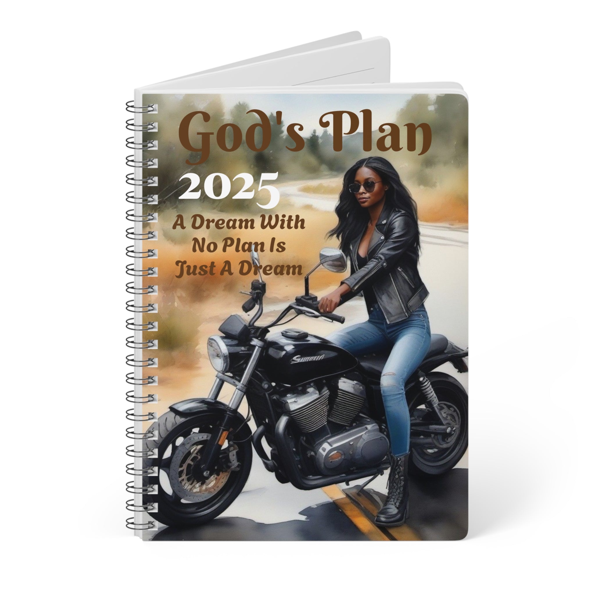 God's Plan Motorcycle Wirobound Notebook - A5 Journal for Adventurers