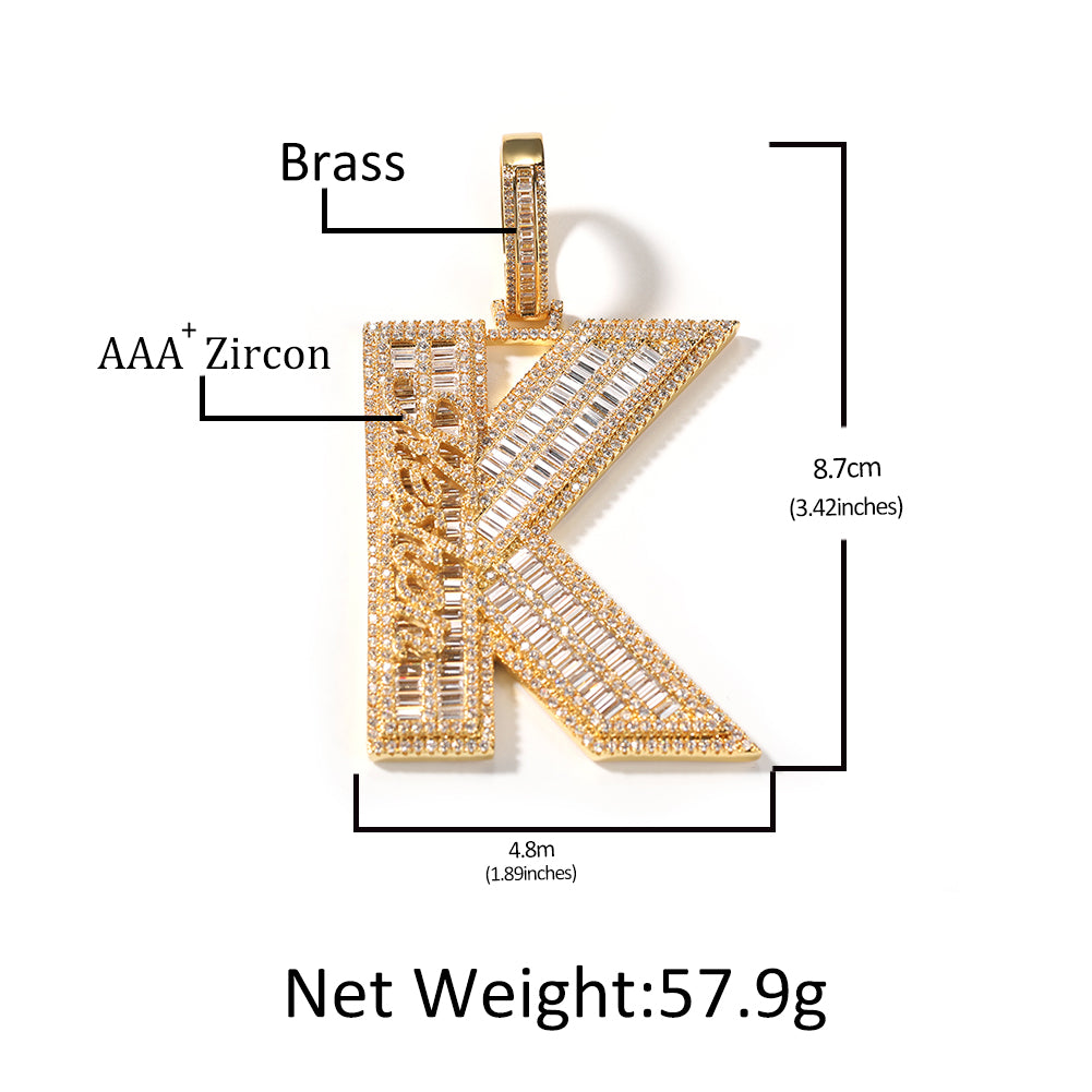 BIG Baguette Letter and Custom Cursive Name