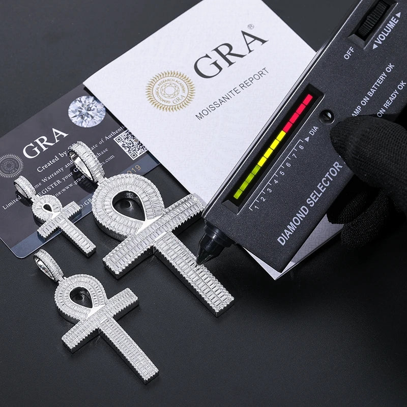 925S Silver Iced Out Baguette VVS Moissanite Diamond Pendant