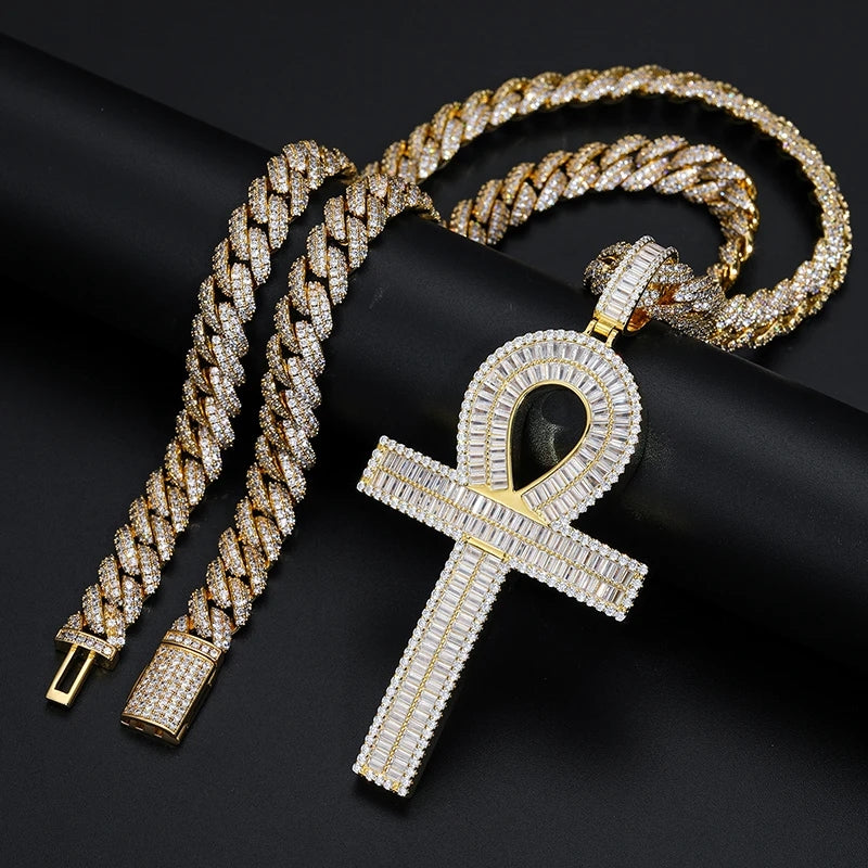 925S Silver Iced Out Baguette VVS Moissanite Diamond Pendant