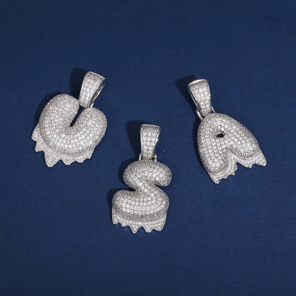 925S Sterling Silver Moissanite Diamond Iced Out Pendant Only.