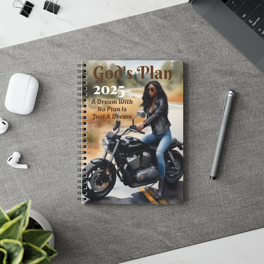 God's Plan Motorcycle Wirobound Notebook - A5 Journal for Adventurers