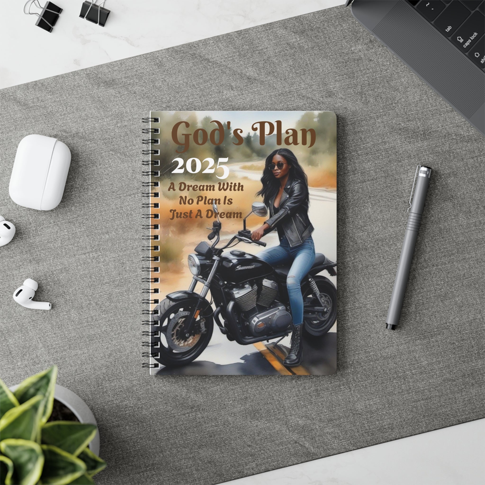 God's Plan Motorcycle Wirobound Notebook - A5 Journal for Adventurers