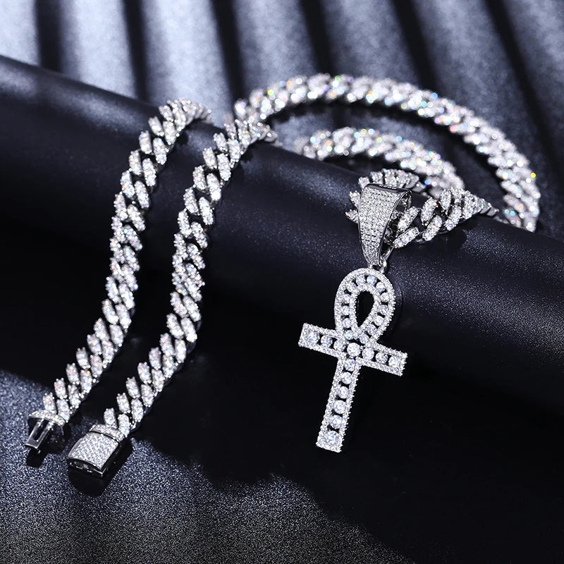 925S Silver Moissanite VVS Diamond Ankh