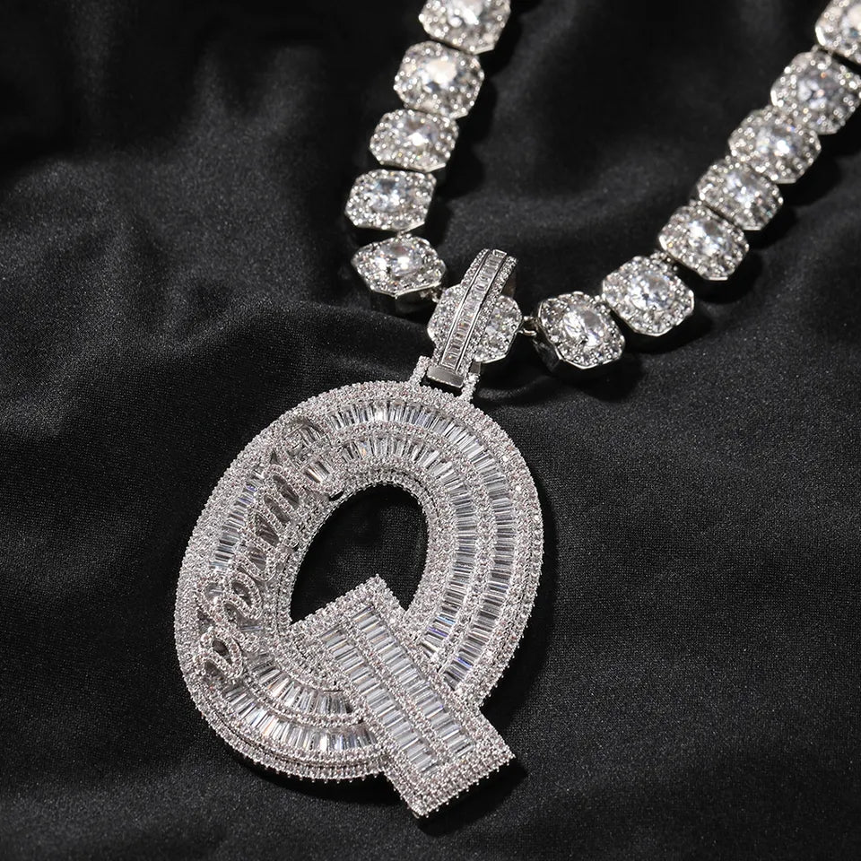 BIG Baguette Letter and Custom Cursive Name