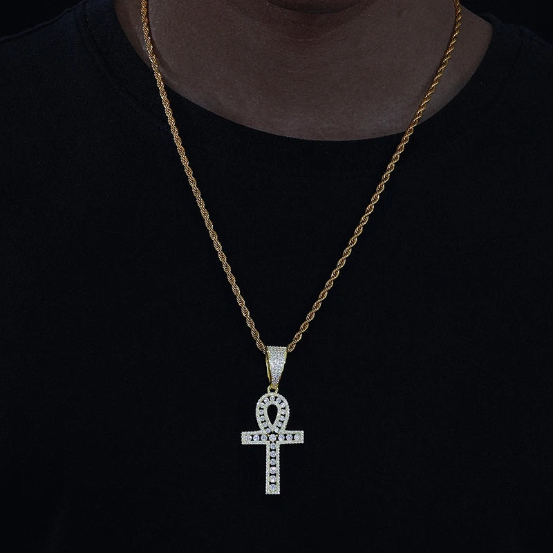 925S Silver Moissanite VVS Diamond Ankh