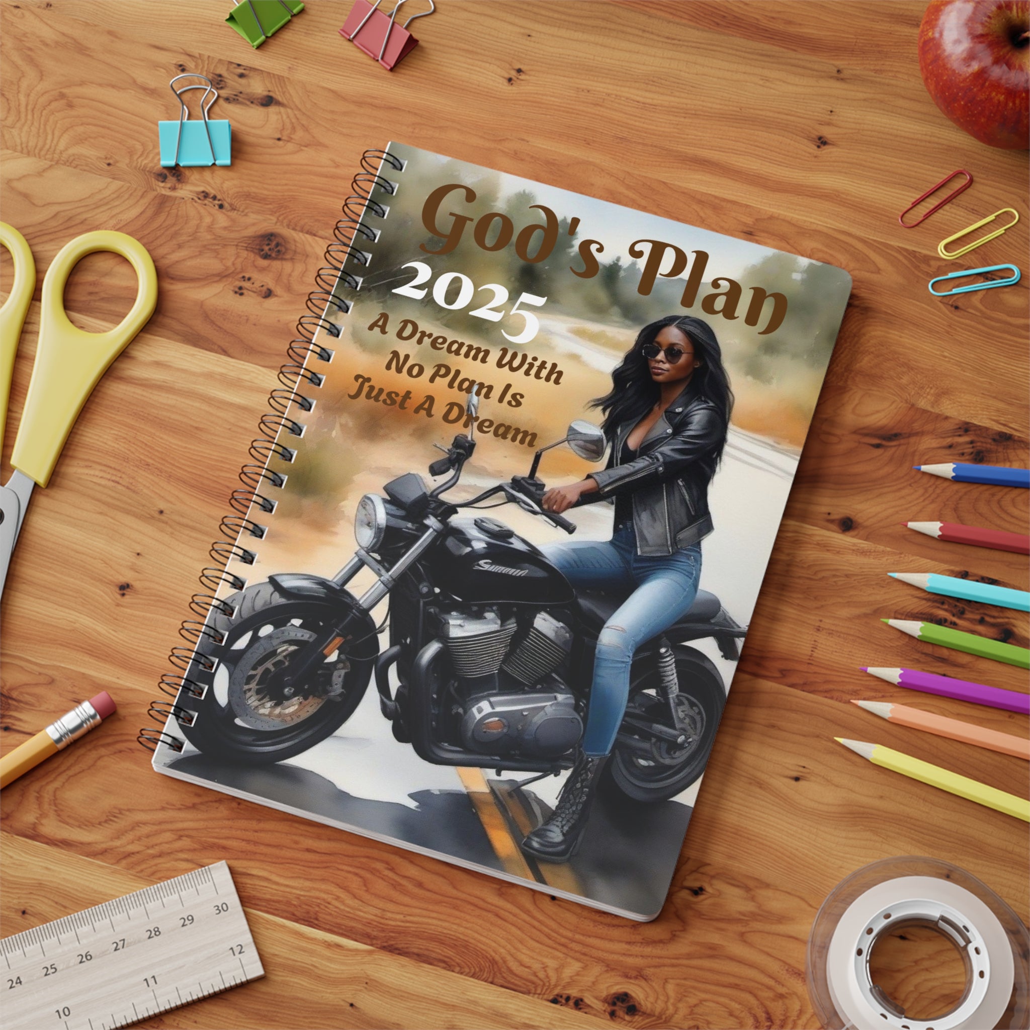 God's Plan Motorcycle Wirobound Notebook - A5 Journal for Adventurers