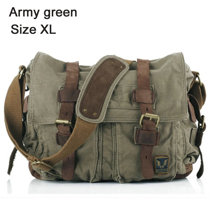 I AM LEGEND Will Smith military Canvas +Genuine leather Men Messenger Bag Canvas Shoulder Bag men Crossbody Bag Sling Casual Bag