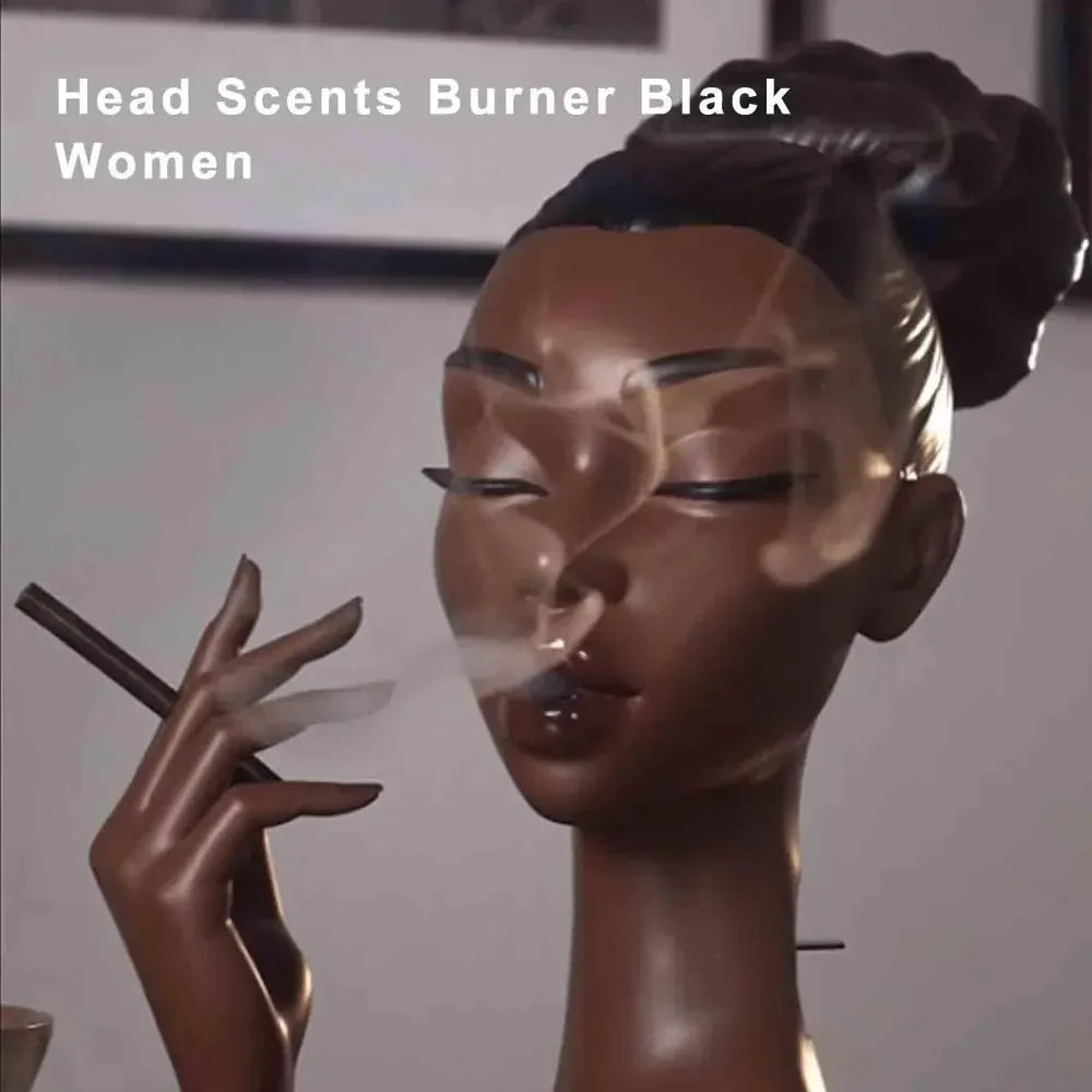 New Headscents-Head Head Incense Burner Black Woman Black Women Face Resin Scents Burner Handmade Incense Burner Black Woman