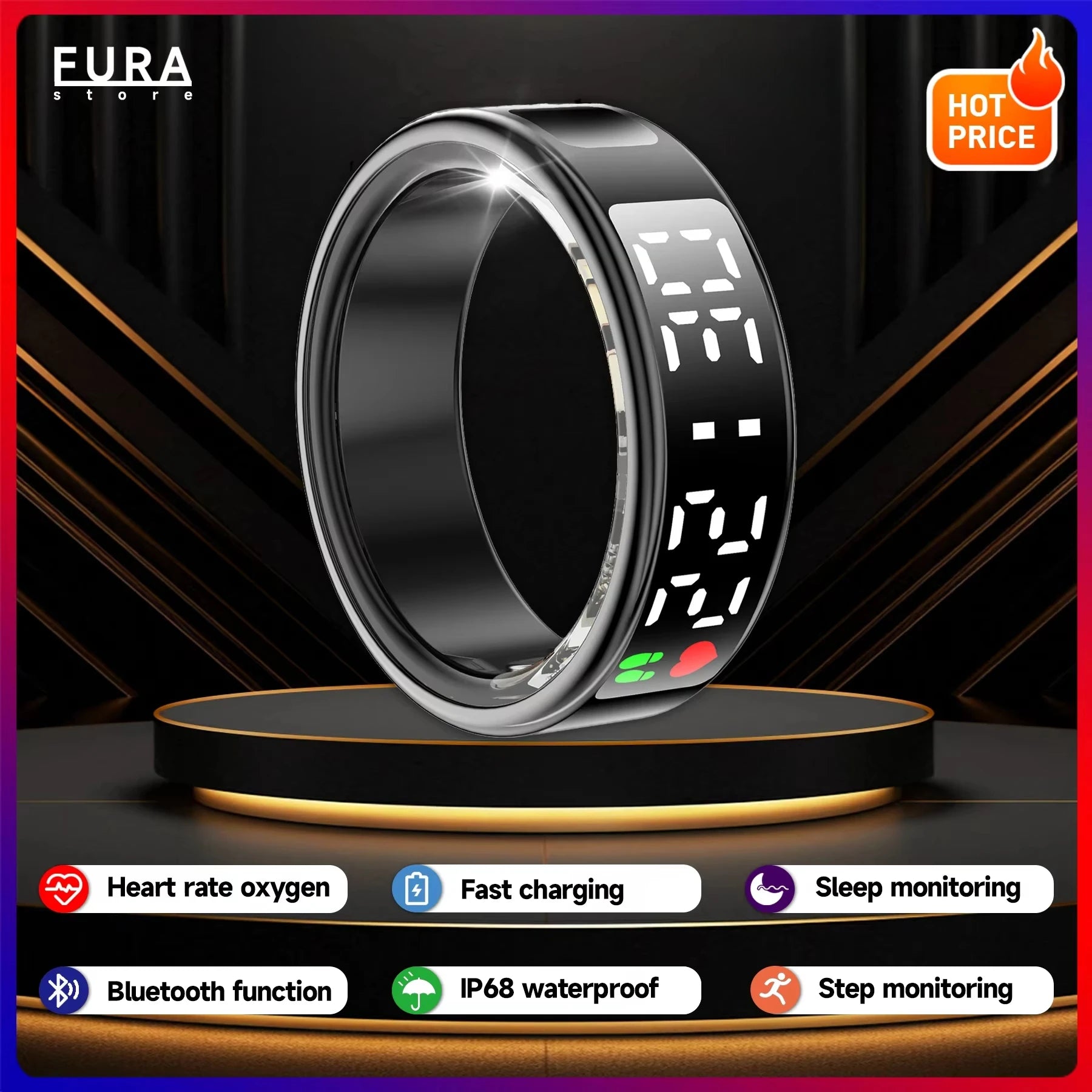 2025 SR08 Smart Ring Men's and Women's Heart Rate Blood Oxygen Monitor Health Monitoring IP68 waterproof Multi-exercise mode