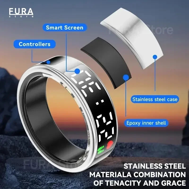 2025 SR08 Smart Ring Men's and Women's Heart Rate Blood Oxygen Monitor Health Monitoring IP68 waterproof Multi-exercise mode