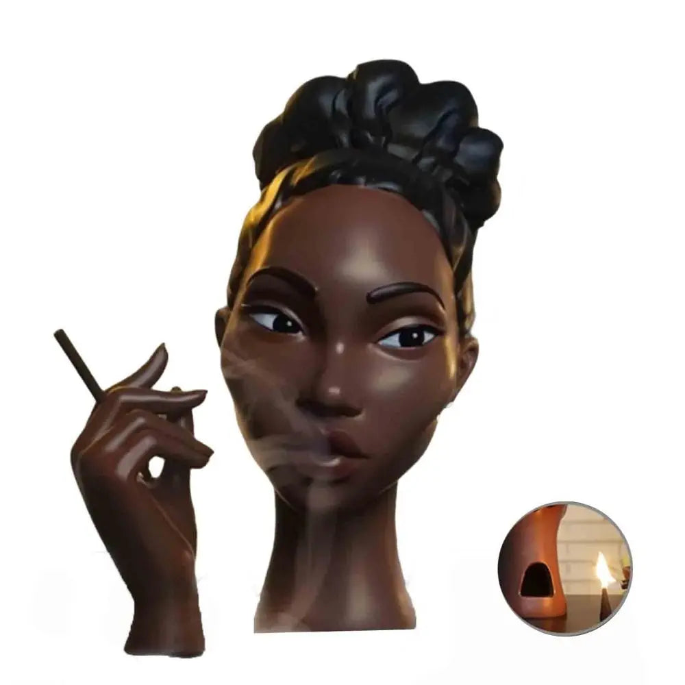 New Headscents-Head Head Incense Burner Black Woman Black Women Face Resin Scents Burner Handmade Incense Burner Black Woman