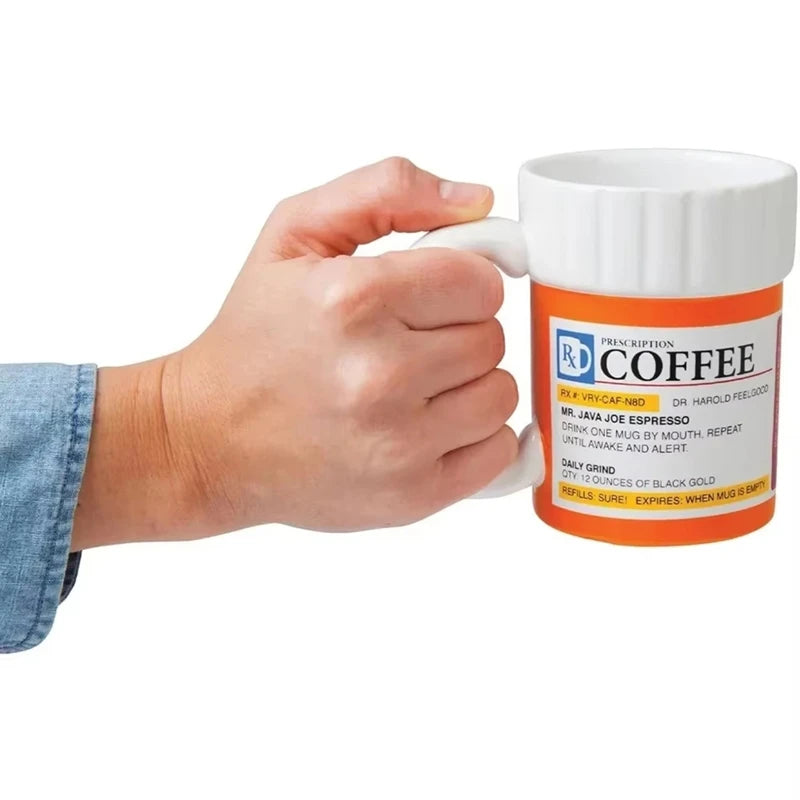 Ceramic Coffee Cup, Medicine Bottle Modeling Mug,Prescription Coffee Mug,Ceramic Pill Bottle Cup,Unique Novelty Shape
