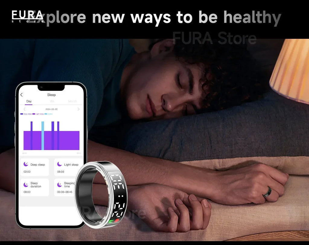 2025 SR08 Smart Ring Men's and Women's Heart Rate Blood Oxygen Monitor Health Monitoring IP68 waterproof Multi-exercise mode