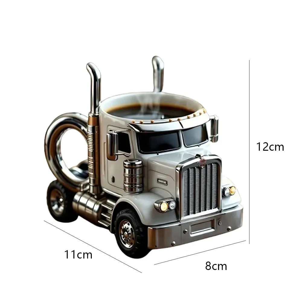 Handcrafted Truck Coffee Mug 11 Ounces Semi-trailer Shaped Unique Gift For Coffee And Truck Lovers Truck Driver Gifts