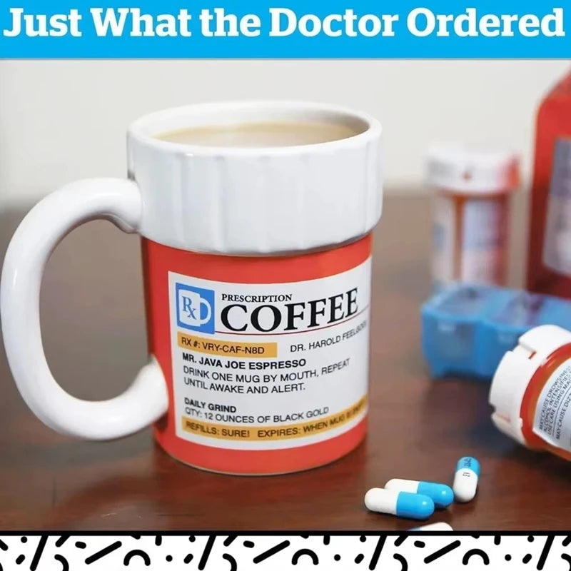 Ceramic Coffee Cup, Medicine Bottle Modeling Mug,Prescription Coffee Mug,Ceramic Pill Bottle Cup,Unique Novelty Shape