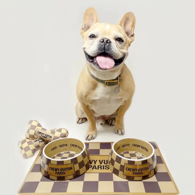 CHEWY VUITTON Pet Feeding set