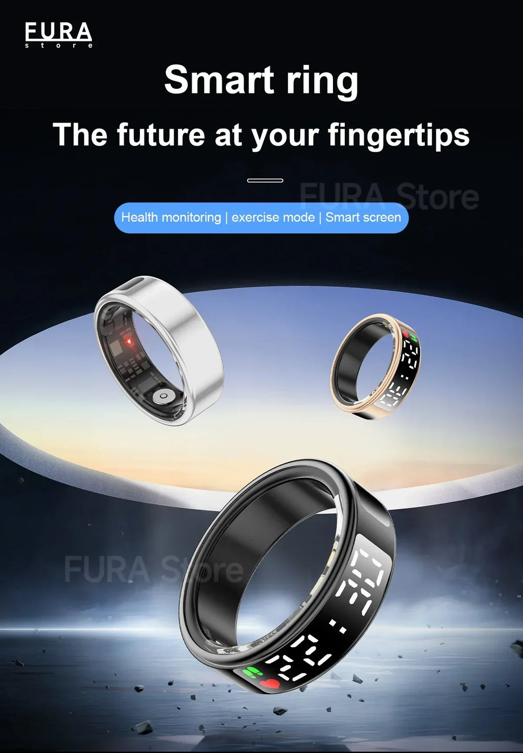 2025 SR08 Smart Ring Men's and Women's Heart Rate Blood Oxygen Monitor Health Monitoring IP68 waterproof Multi-exercise mode