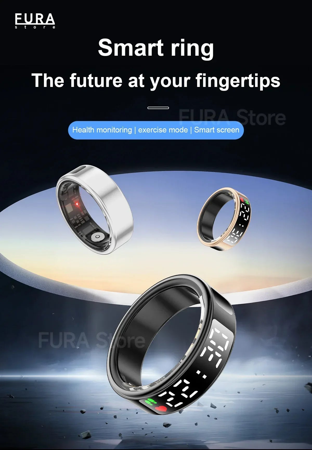 2025 SR08 Smart Ring Men's and Women's Heart Rate Blood Oxygen Monitor Health Monitoring IP68 waterproof Multi-exercise mode
