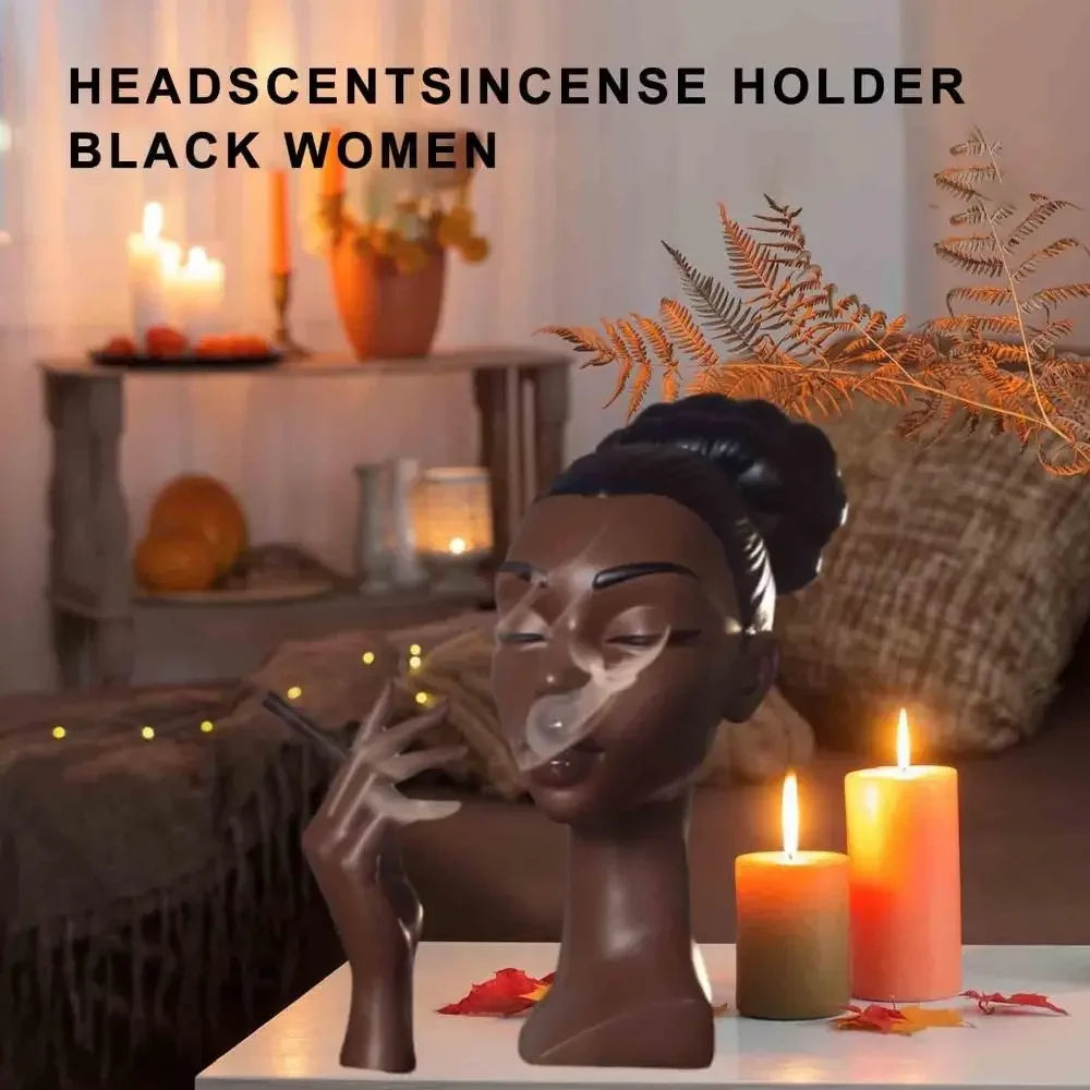 New Headscents-Head Head Incense Burner Black Woman Black Women Face Resin Scents Burner Handmade Incense Burner Black Woman