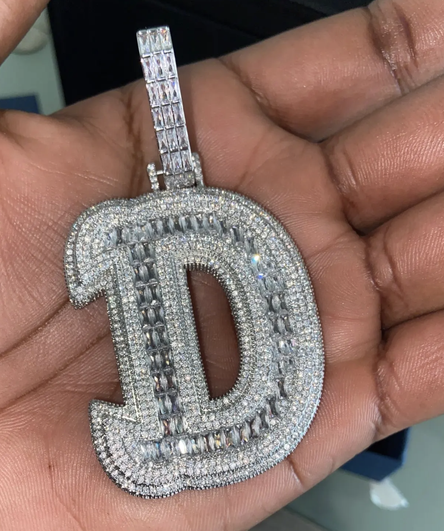 BIG Bubbled Iced Out Letter Pendent