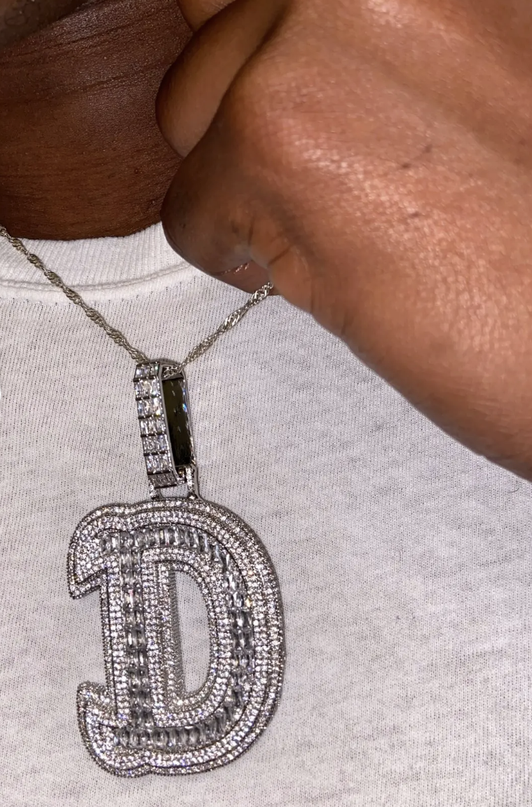 BIG Bubbled Iced Out Letter Pendent
