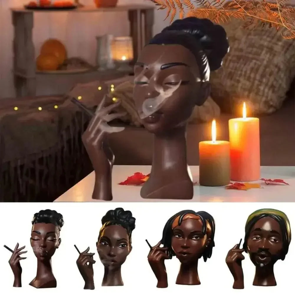 New Headscents-Head Head Incense Burner Black Woman Black Women Face Resin Scents Burner Handmade Incense Burner Black Woman