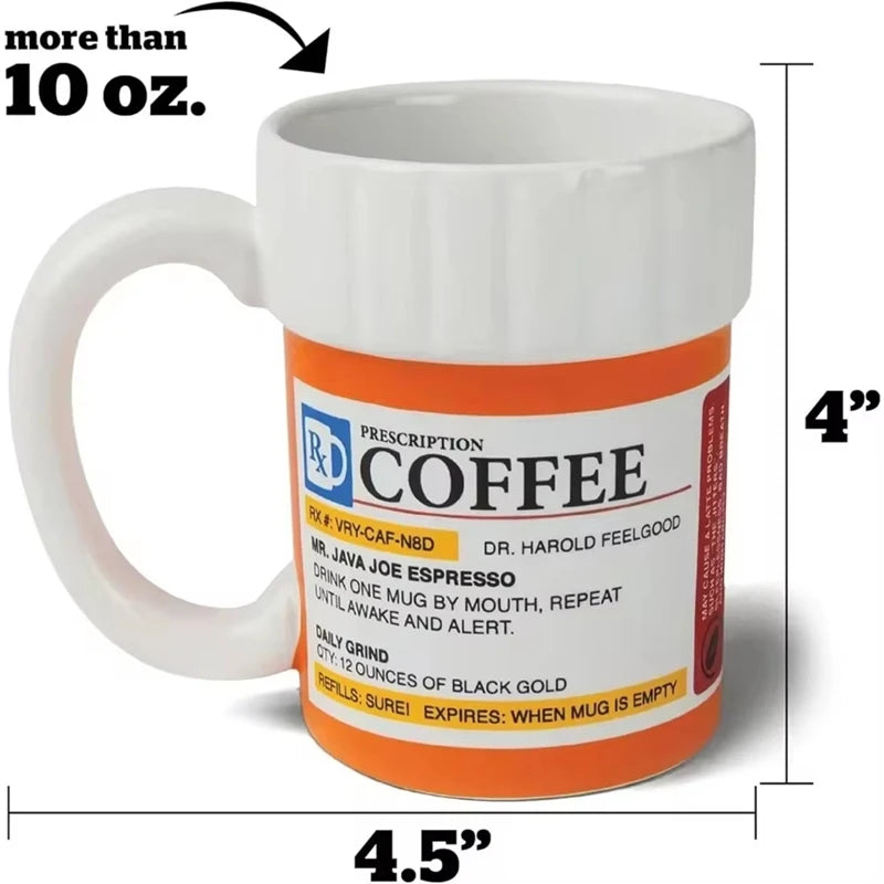 Ceramic Coffee Cup, Medicine Bottle Modeling Mug,Prescription Coffee Mug,Ceramic Pill Bottle Cup,Unique Novelty Shape