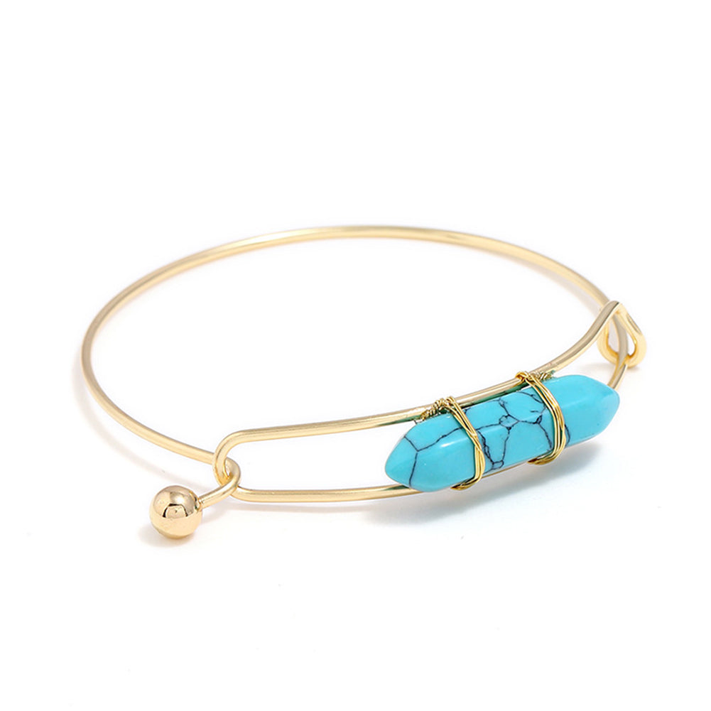 Customize This Natural Stone Alloy Bangle Women Cuff Bracelet