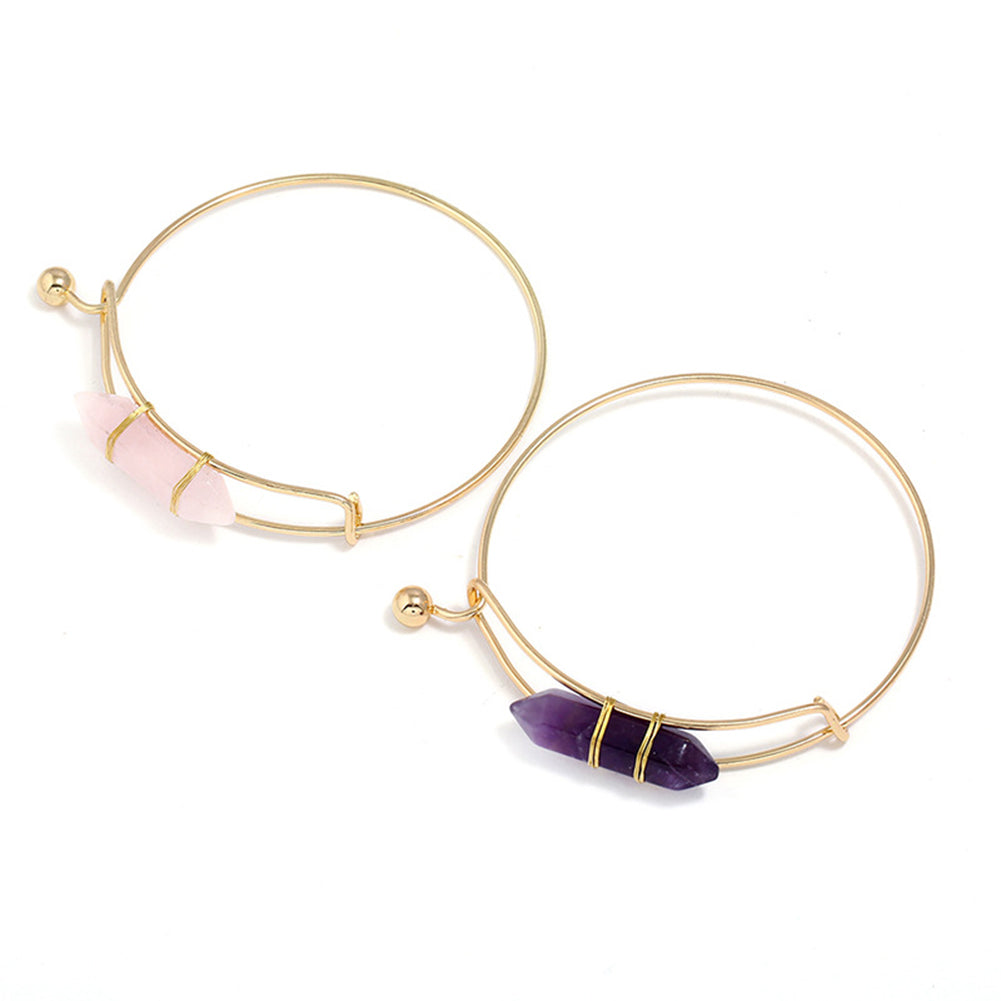 Customize This Natural Stone Alloy Bangle Women Cuff Bracelet