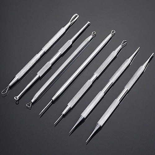 Non-Slip Stainless Steel Pimple Popper Acne Blackhead Removal Needle Tool Silver