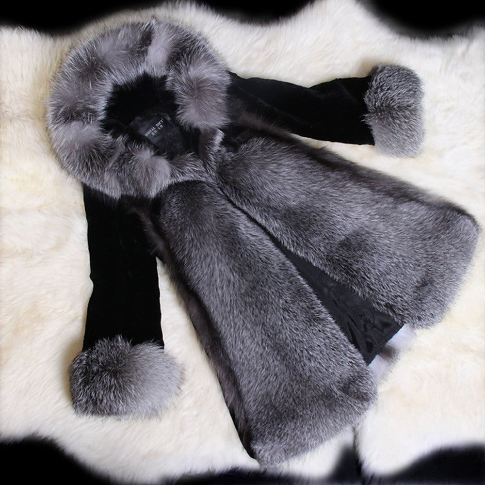 Luxurious Long Sleeve Faux Fur Formal Women's Wrap With Color Block Coats / Jackets