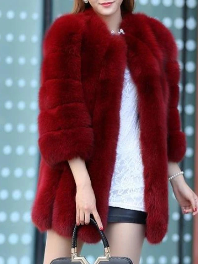 Long Sleeve Faux Fur Wedding Women's Wrap With Fur Coats / Jackets