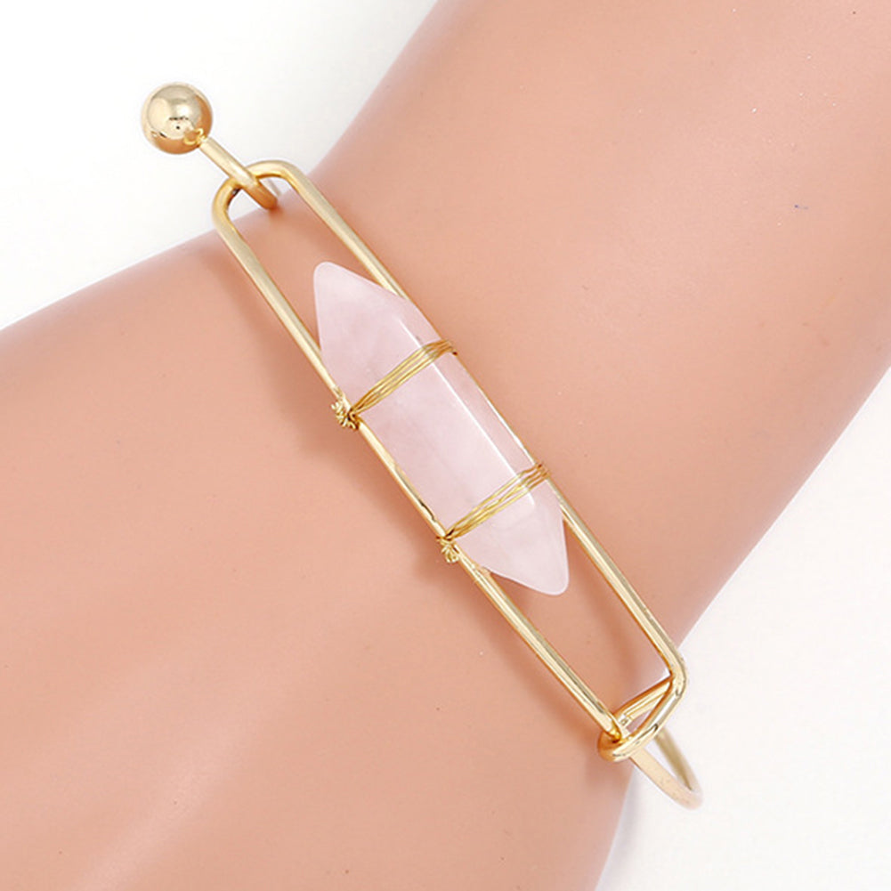 Customize This Natural Stone Alloy Bangle Women Cuff Bracelet