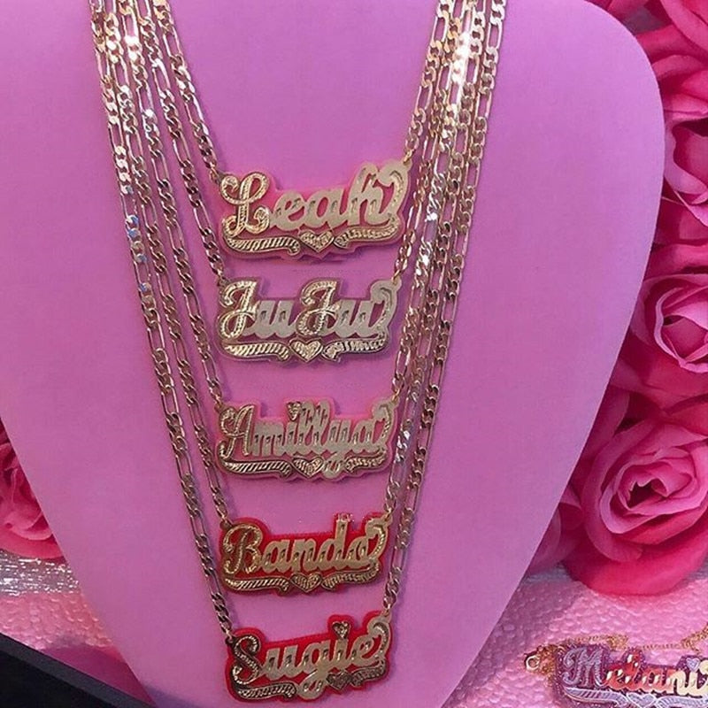 Customize This Double Plated Name Acrylic Pendant Necklace