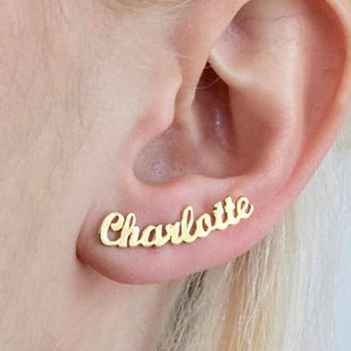 Customize This Cursive Nameplate Stud Earrings