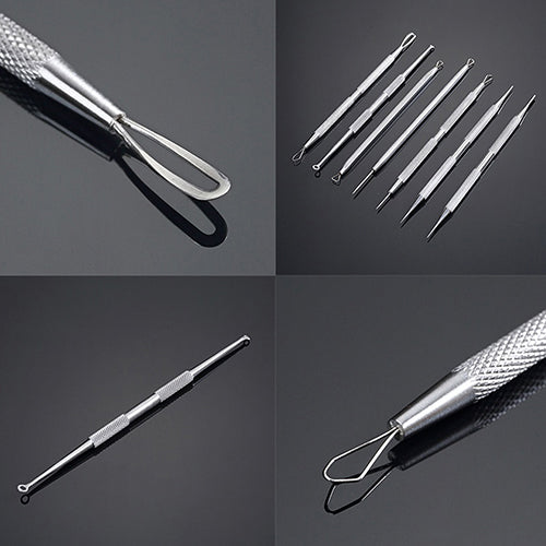 Non-Slip Stainless Steel Pimple Popper Acne Blackhead Removal Needle Tool Silver