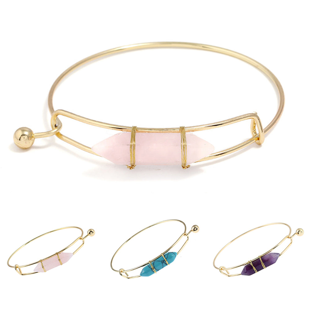 Customize This Natural Stone Alloy Bangle Women Cuff Bracelet