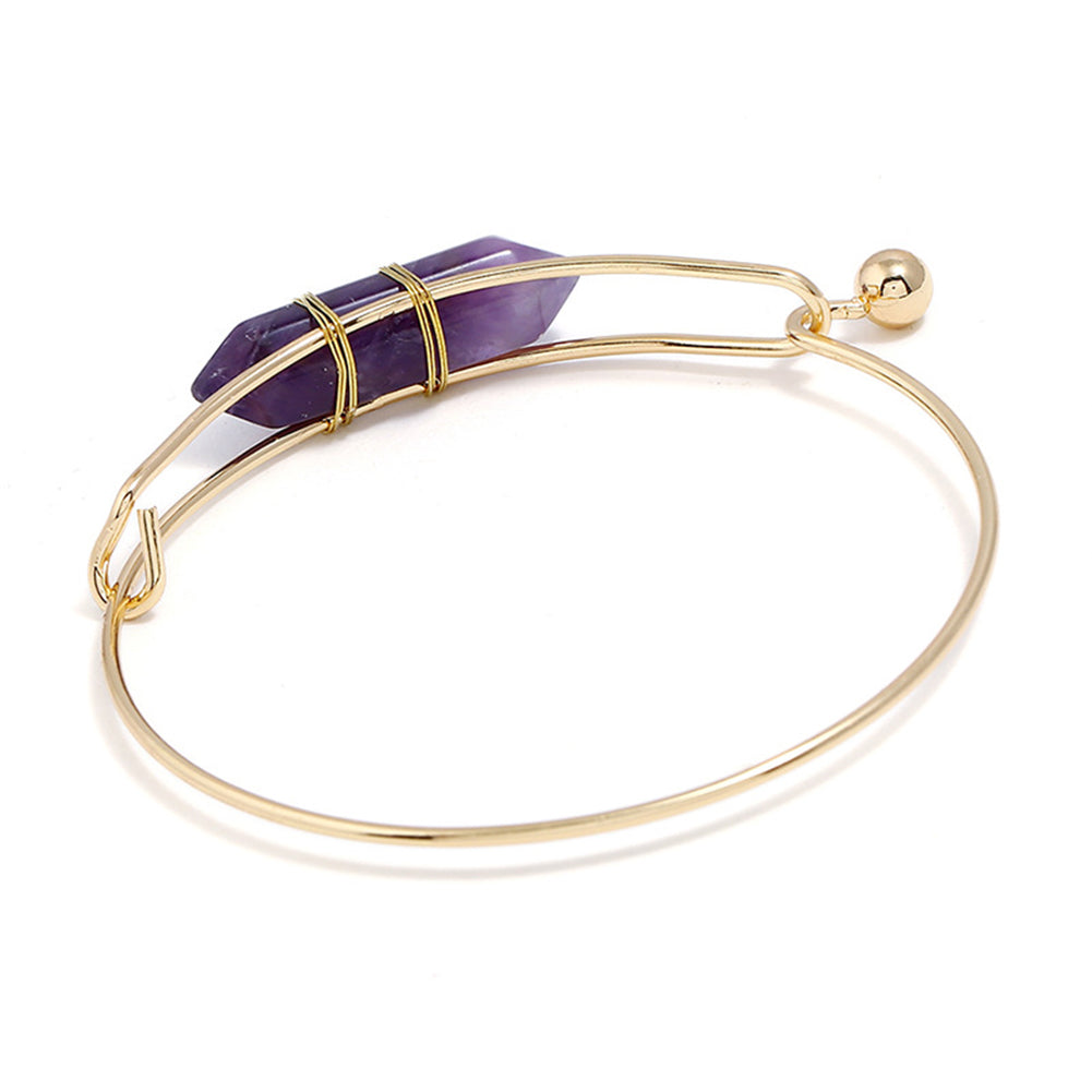 Customize This Natural Stone Alloy Bangle Women Cuff Bracelet