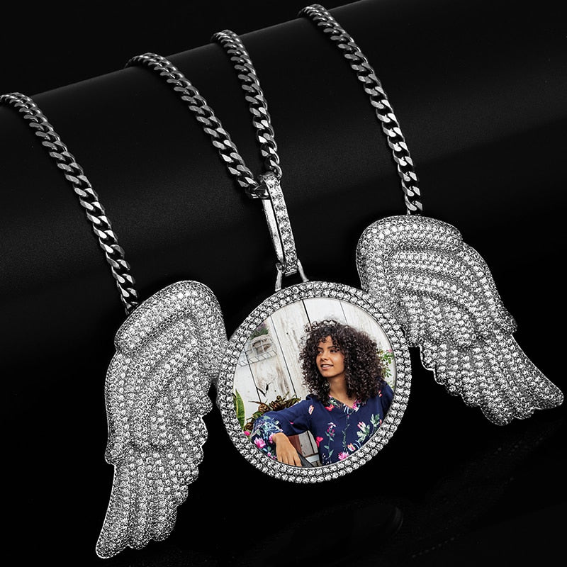 Customize This Angel Wings Medallions Custom Photo Necklace Pendant