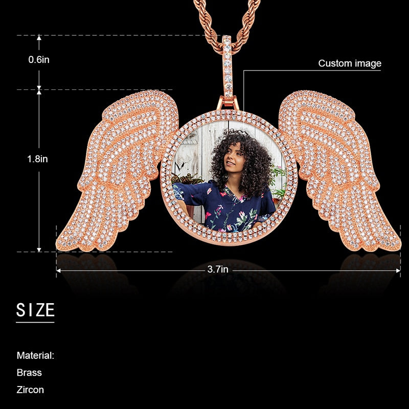 Customize This Angel Wings Medallions Custom Photo Necklace Pendant