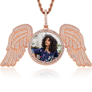 Customize This Angel Wings Medallions Custom Photo Necklace Pendant
