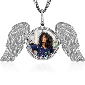Customize This Angel Wings Medallions Custom Photo Necklace Pendant